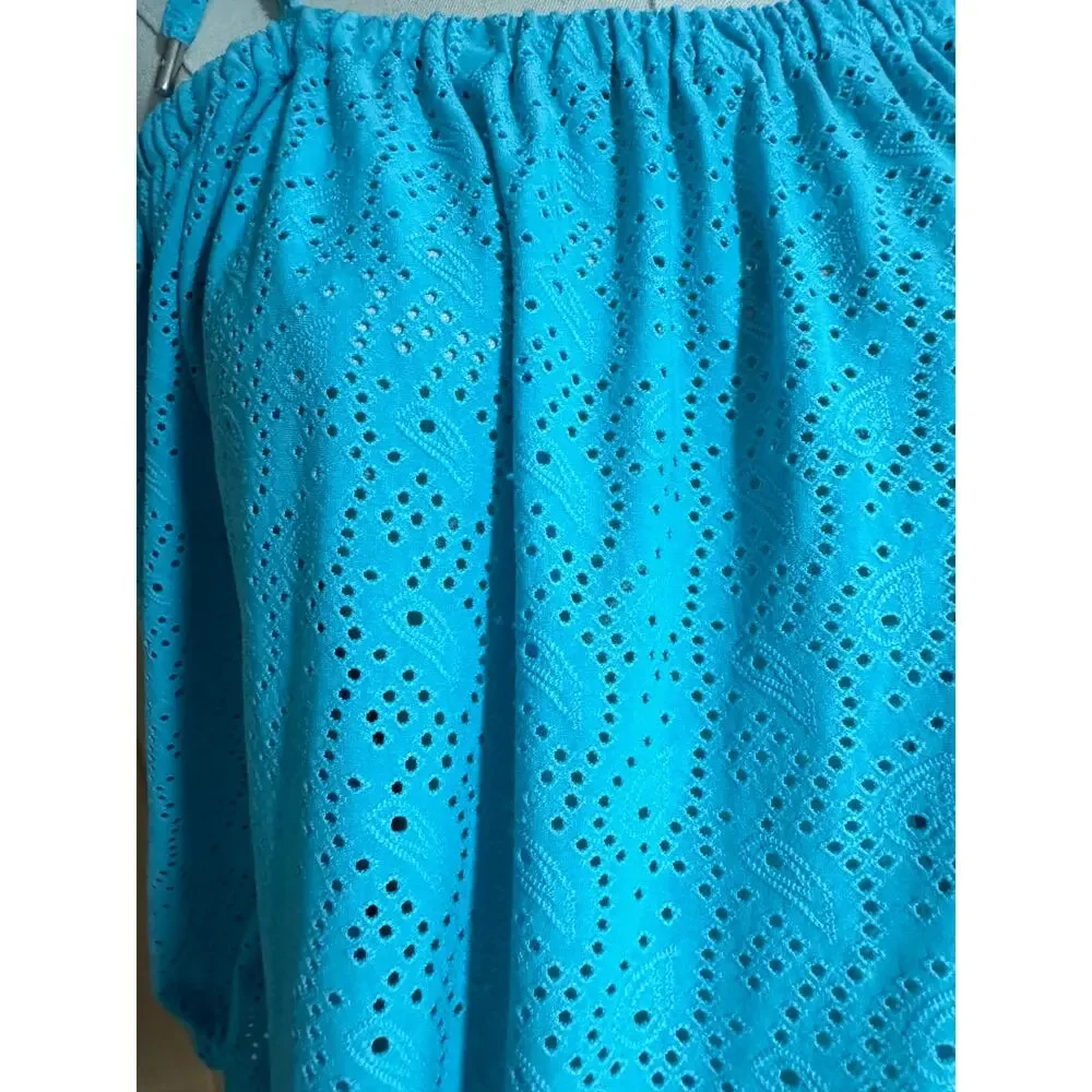 Michael Kors | Eyelet Off Shoulder Women's Turquoise Top NWT | Size Large